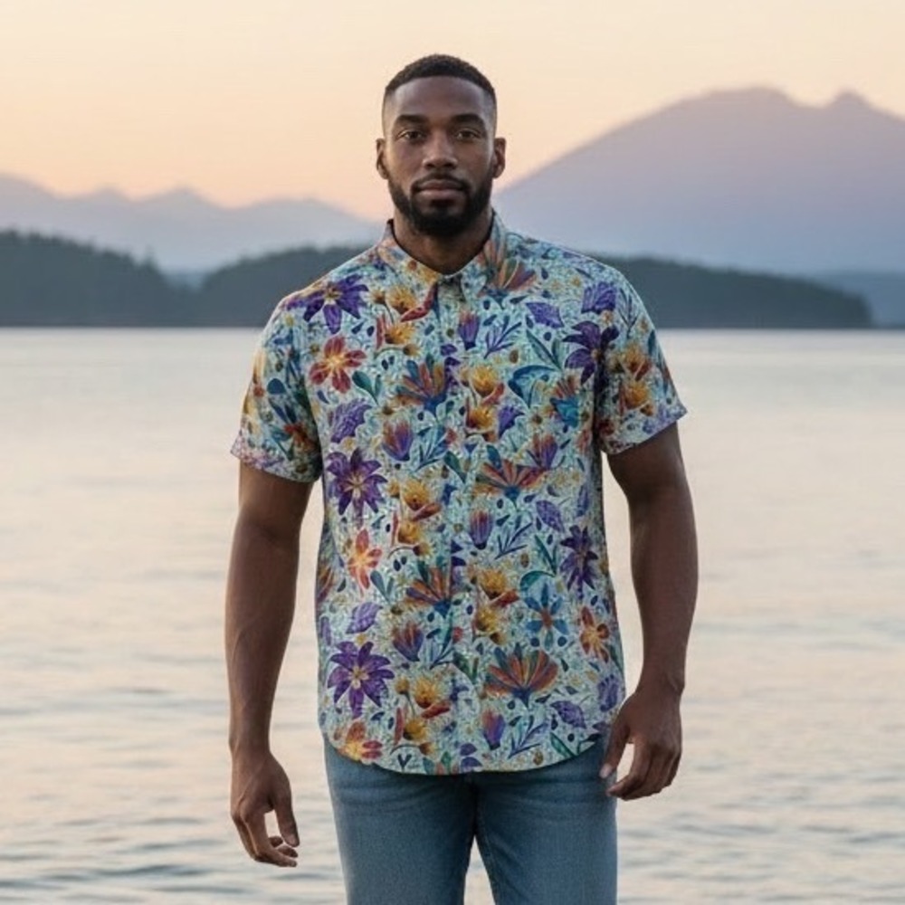 Park Candy Mens Candy Floss Tropical Floral Button Down Shirt 2XL NWT 2388